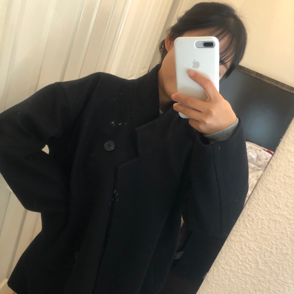 AllSaints Black Wool Blend Asymmetric Blazer